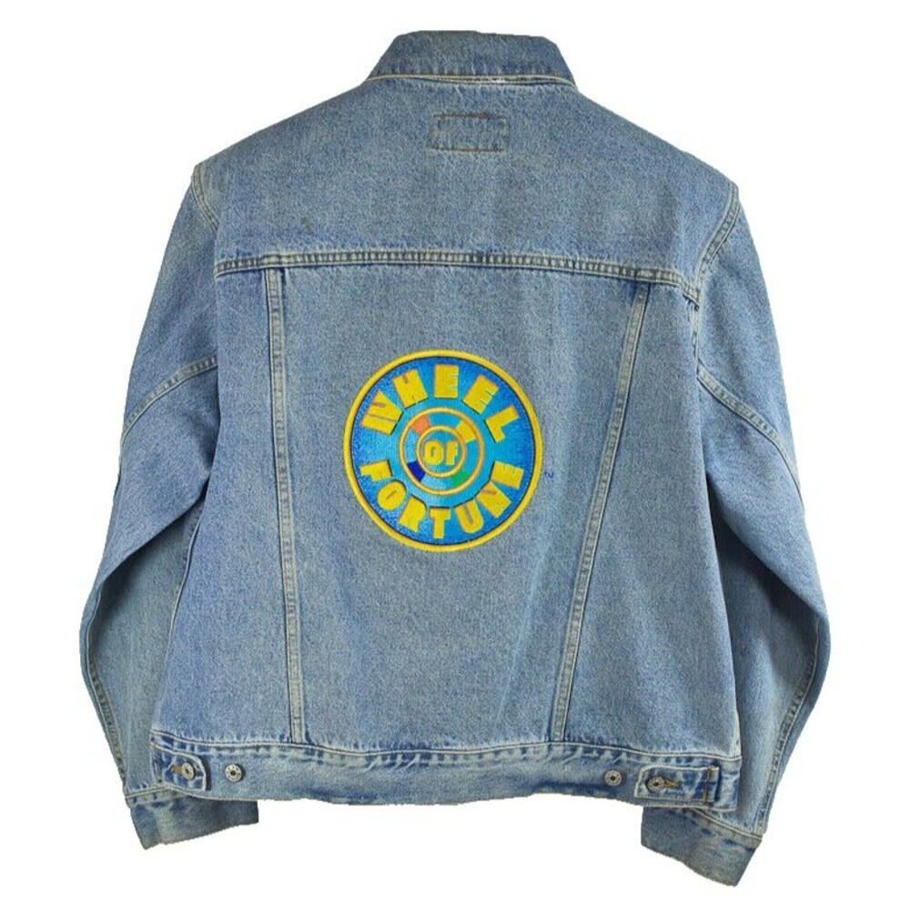 Station Casino Wheel of Fortune Denim Jacket Size M Vintage 90's Embroidered